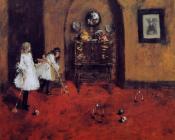 威廉梅里特查斯 - Children Playing Parlor Croquet